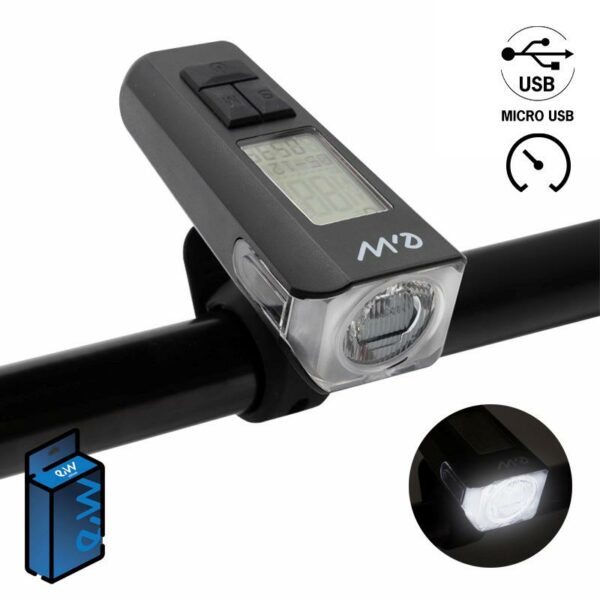 Lampa led przednia ladowana EWL011 z wyswietlaczem predkosci, temperatury, godziny i Km