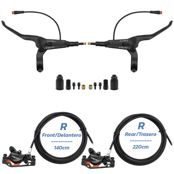 Czarny zestaw hamulców hydraulicznych A5-D Przedni R Tylny R [NUTT]
