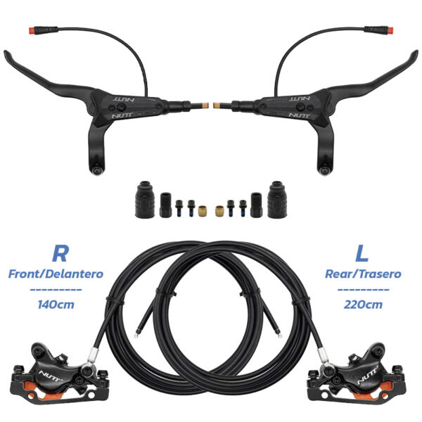 Czarny zestaw hamulca hydraulicznego A5-D Przedni R tylni L [NUTT]